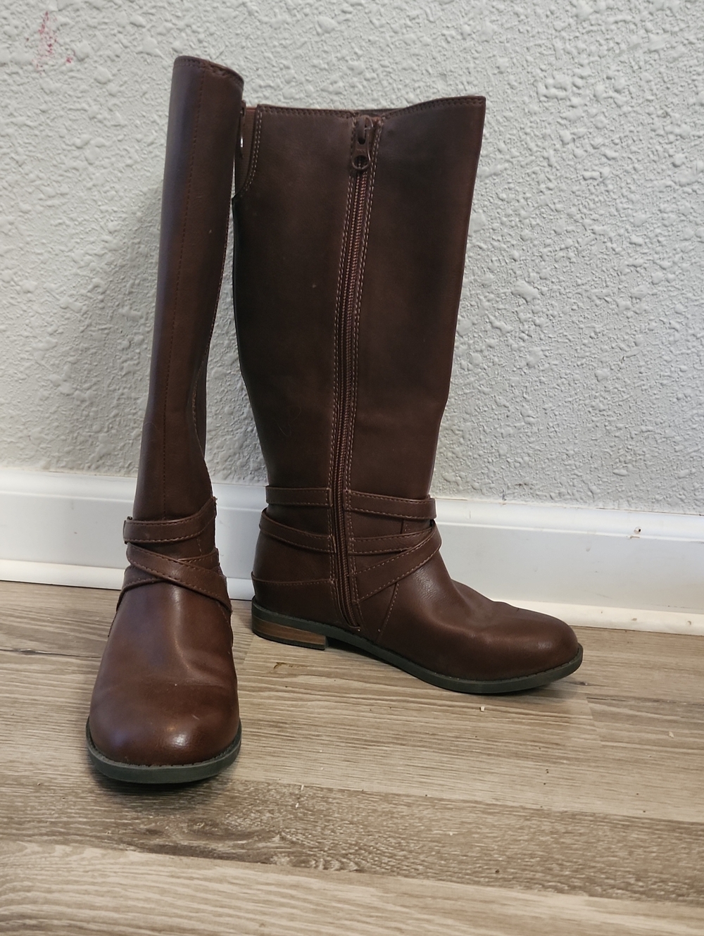 Cat &Jack Brown Girl's Knee-High Riding Style Boots Vegan Leather Size 2